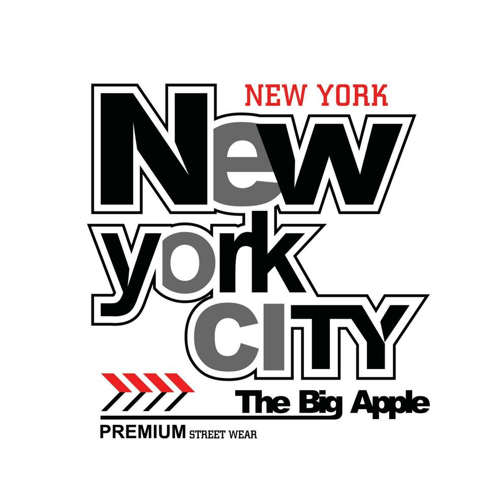 ny new york, modern der typografie und schriftgrafikdesign in vektorillustration. tshirt, kleidung, bekleidung und andere verwendungen. vektor