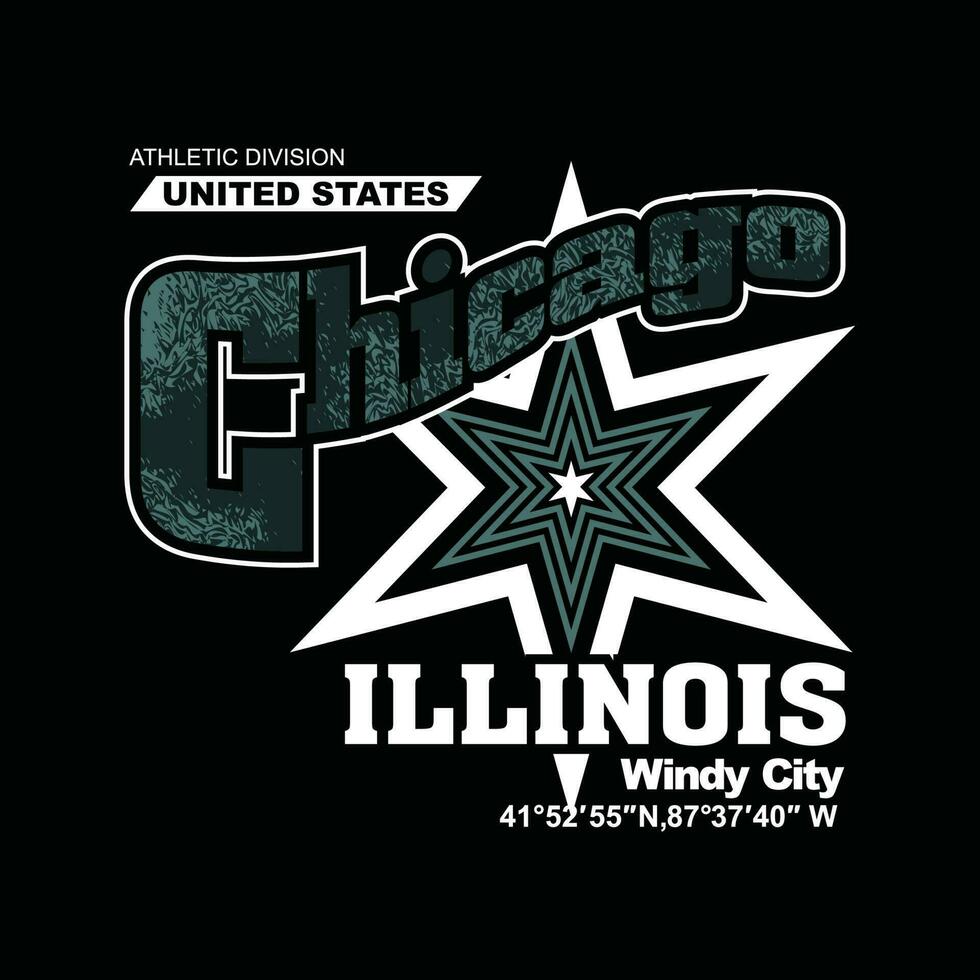 chicago, modern der typografie und des schriftzuggrafikdesigns in der vektorillustration. t-shirt, kleidung, bekleidung und andere verwendungen vektor