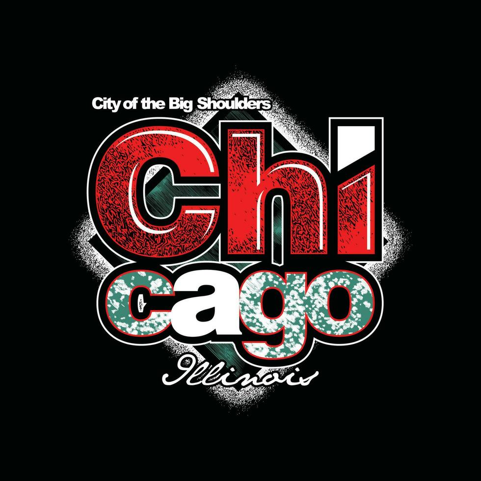 chicago, modern der typografie und des schriftzuggrafikdesigns in der vektorillustration. t-shirt, kleidung, bekleidung und andere verwendungen vektor