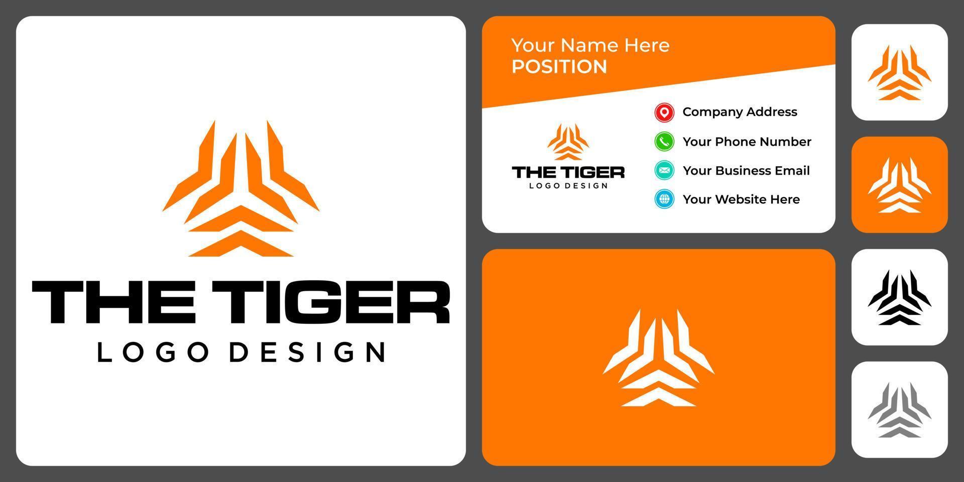 abstrakt tiger logotyp design med visitkortsmall. vektor