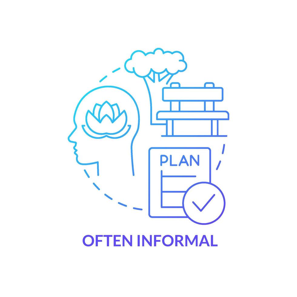 oft informelles Symbol für blaues Farbverlaufskonzept. bequeme Zeit. Merkmale des lebenslangen Lernens abstrakte Idee dünne Linie Illustration. isolierte Umrisszeichnung. vektor