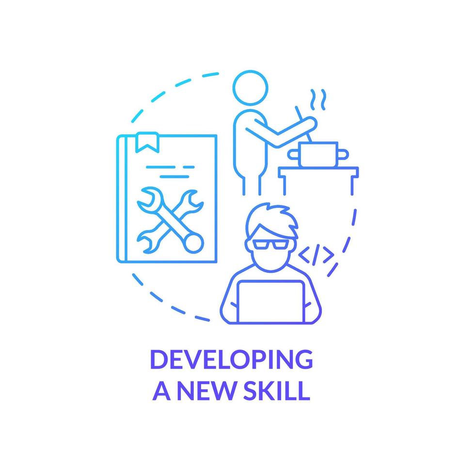 utveckla ny färdighet blå gradient koncept ikon. hobby och karriär. livslångt lärande exempel abstrakt idé tunn linje illustration. isolerade konturritning. vektor