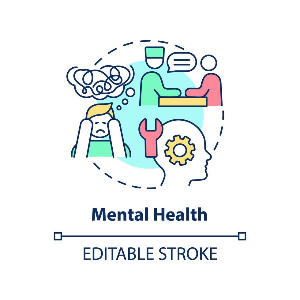 Symbol für das Konzept der psychischen Gesundheit. psychologische Hilfe. Medizinisches Zentrum Service abstrakte Idee dünne Linie Illustration. isolierte Umrisszeichnung. editierbarer Strich. vektor