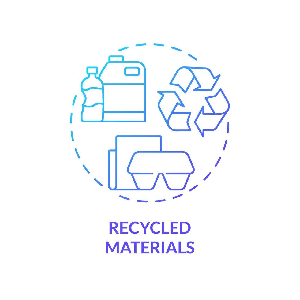 Recycling-Materialien blaues Farbverlauf-Konzept-Symbol. Kreislaufwirtschaft Schlussstein abstrakte Idee dünne Linie Illustration. Treibhausgasemissionen reduzieren. isolierte Umrisszeichnung. vektor