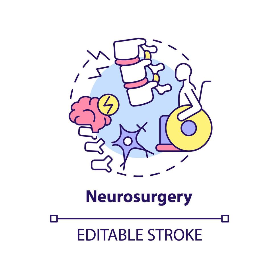 neurokirurgi koncept ikon. professionell behandling. medicinsk center tjänst abstrakt idé tunn linje illustration. isolerade konturritning. redigerbar linje. vektor