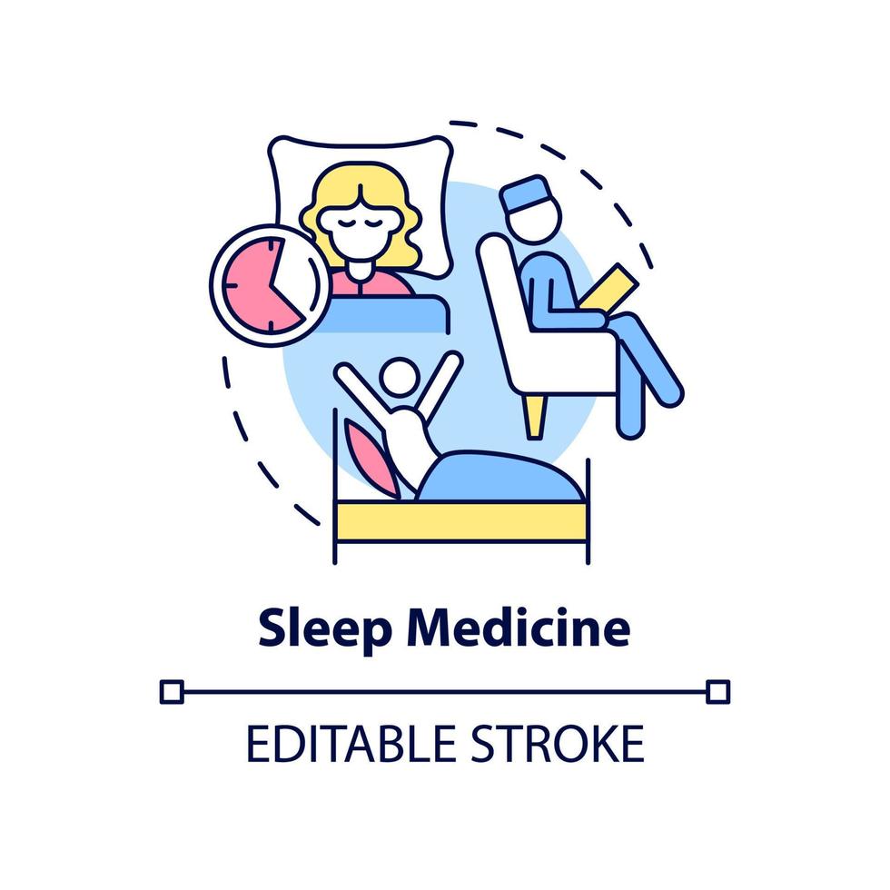 sömn medicin koncept ikon. behandling av sömnlöshet. service av medicinsk center abstrakt idé tunn linje illustration. isolerade konturritning. redigerbar linje. vektor