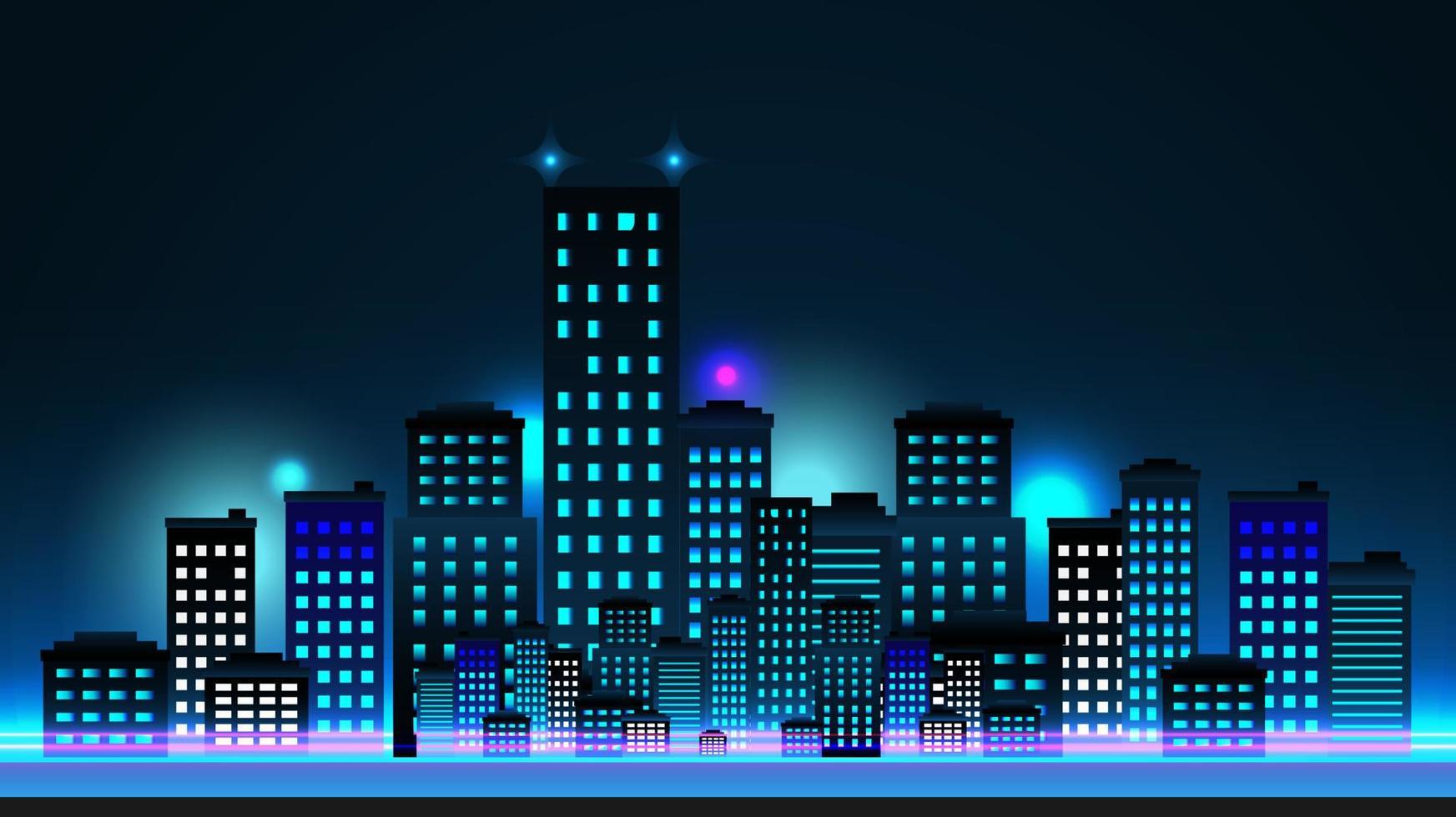 stadsbild landskap med skyskrapa och väg vektor illustration