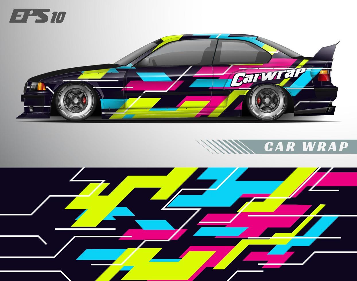 abstraktes Car Wrap Design modernes Rennhintergrunddesign für Fahrzeugfolierung, Rennwagen, Rallye usw vektor