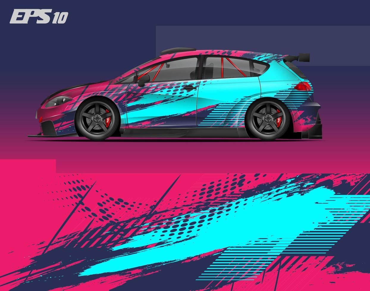 abstraktes Car Wrap Design modernes Rennhintergrunddesign für Fahrzeugfolierung, Rennwagen, Rallye usw vektor