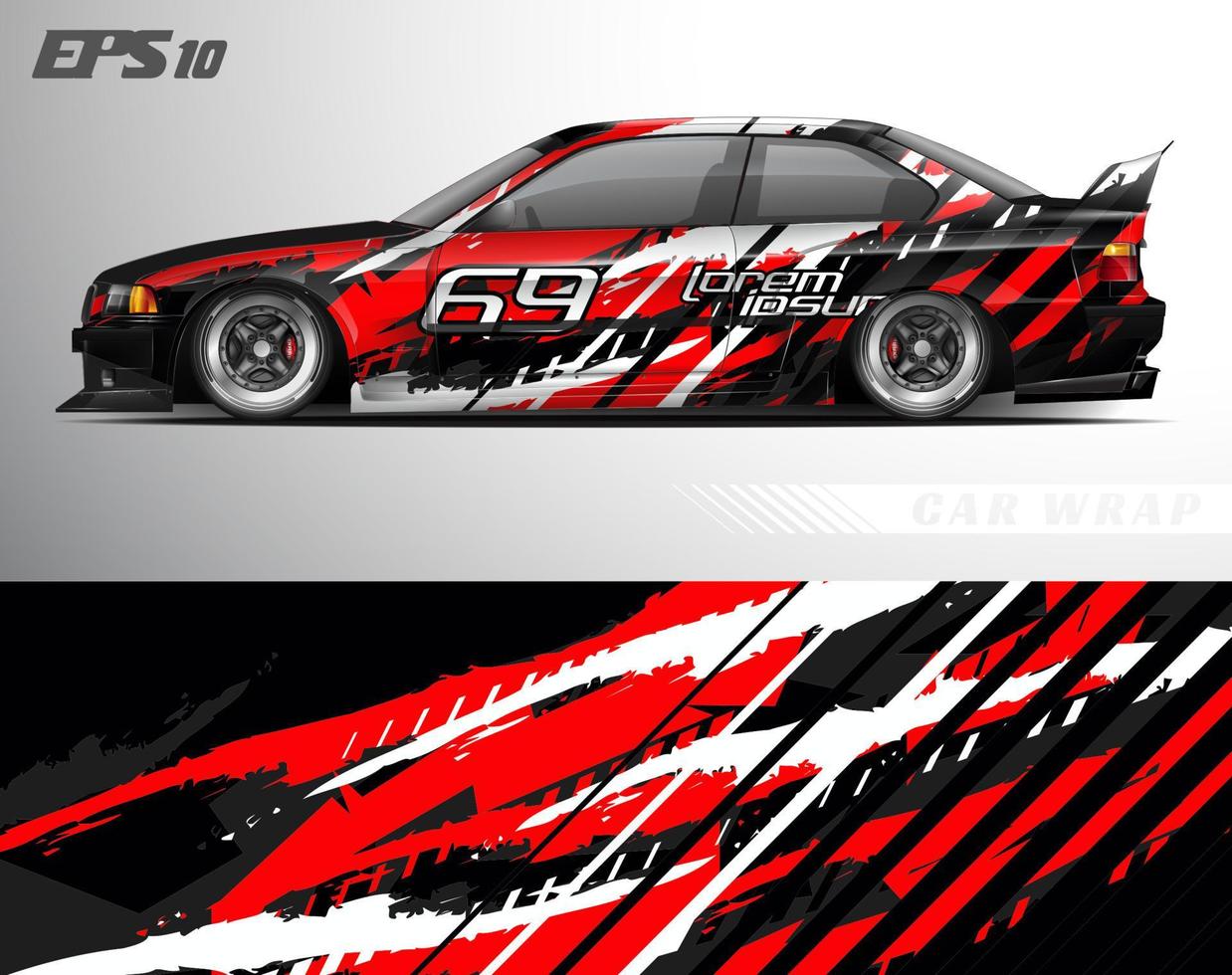 abstraktes Car Wrap Design modernes Rennhintergrunddesign für Fahrzeugfolierung, Rennwagen, Rallye usw vektor