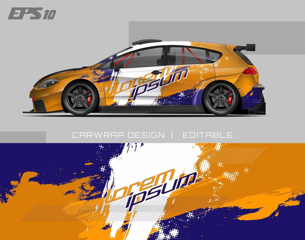 abstrakt bilinpackningsdesign modern racingbakgrundsdesign för fordonsinpackning, racerbil, rally, etc vektor