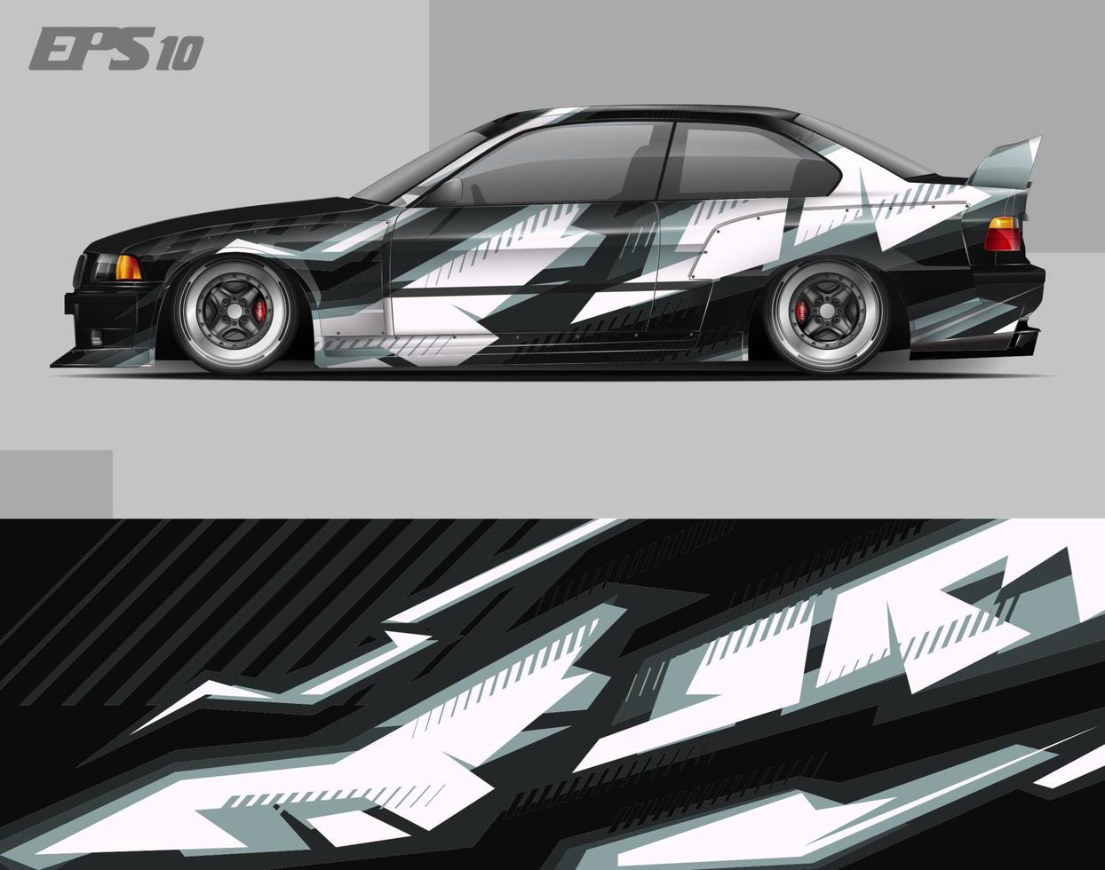 abstrakt bilinpackningsdesign modern racingbakgrundsdesign för fordonsinpackning, racerbil, rally, etc vektor