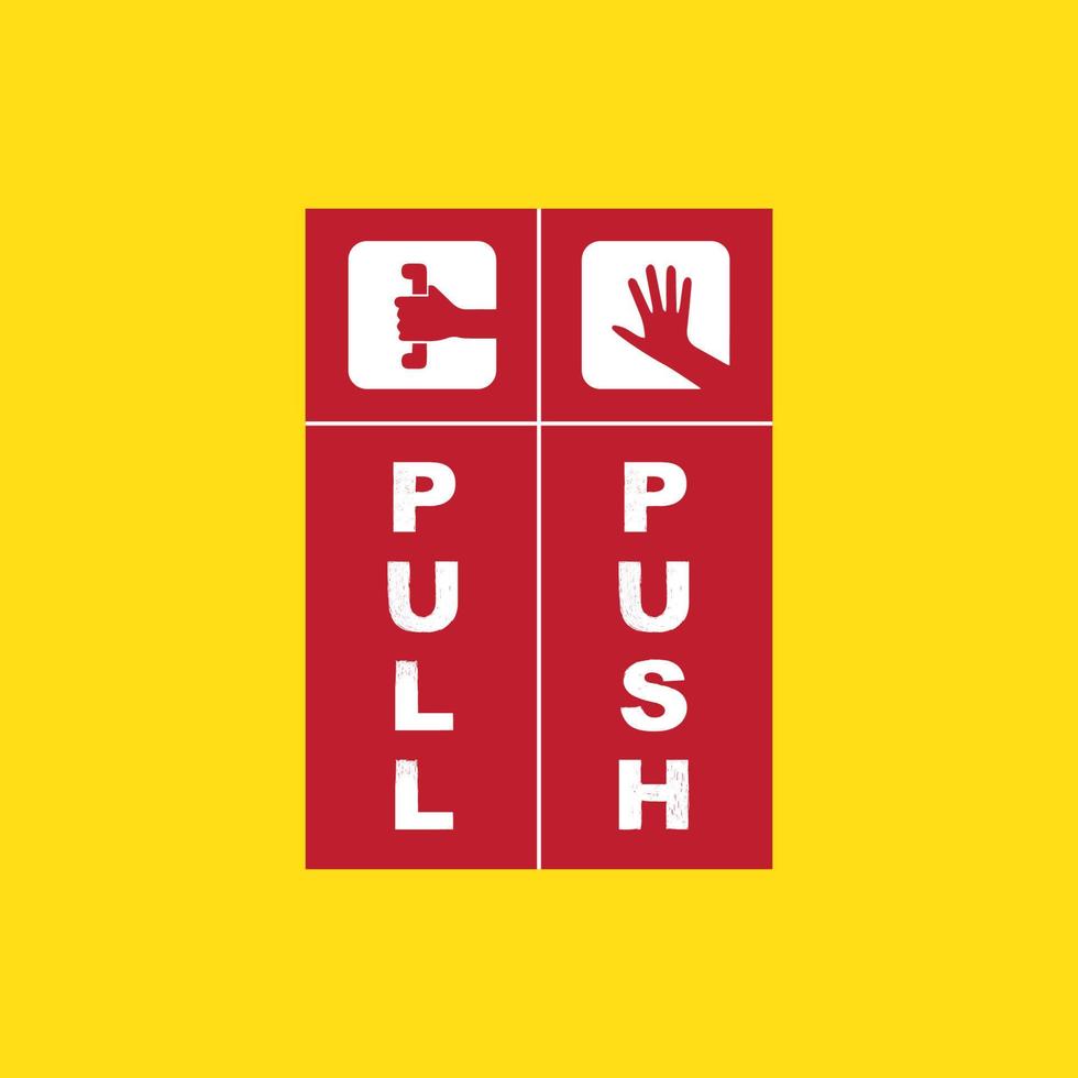 Push-and-Pull-Türschild für Zuhause und Büro vektor