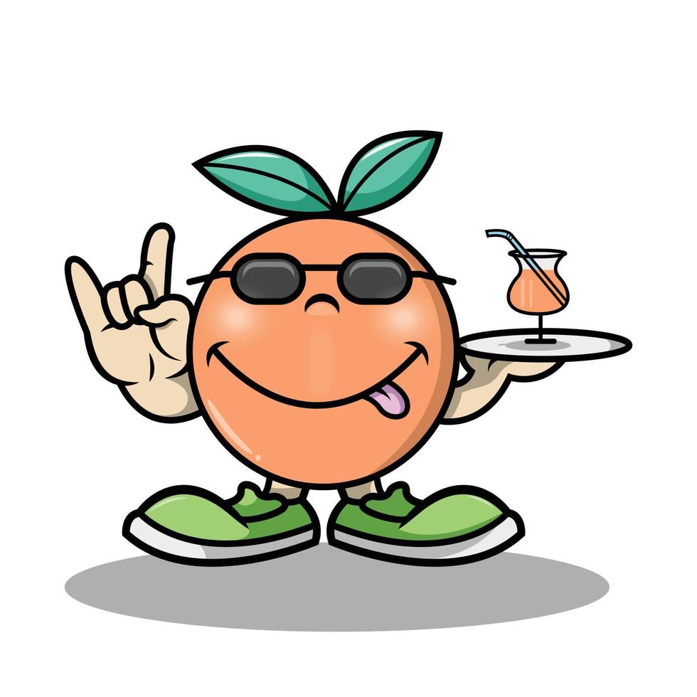 niedlicher orangefarbener Cartoon, der ein Glas hält vektor