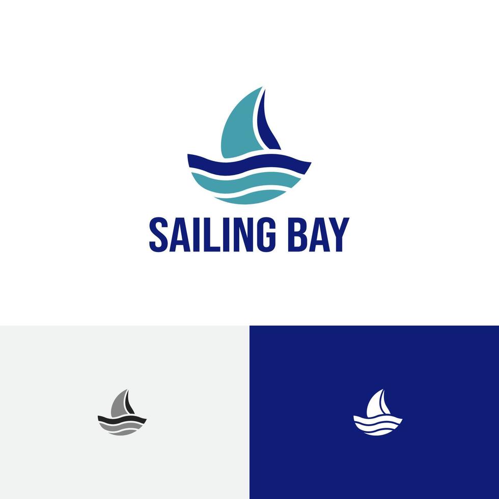 segelbåt bay strand kust havstur resa äventyr logotyp vektor
