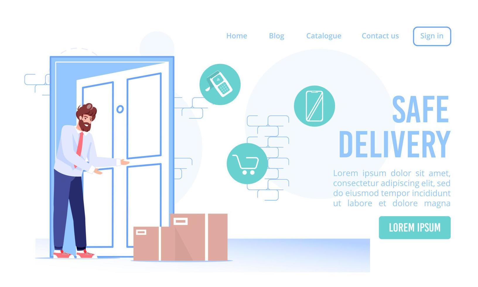 landningssida för kontaktlös säker leveranstjänst vektor