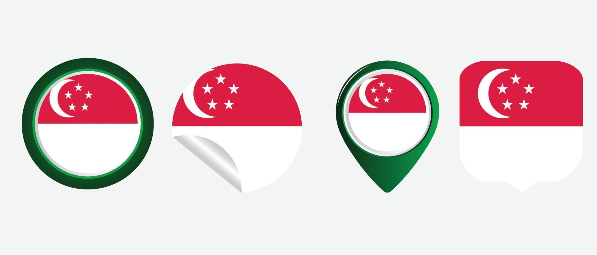 singapores flagga. platt ikon symbol vektor illustration