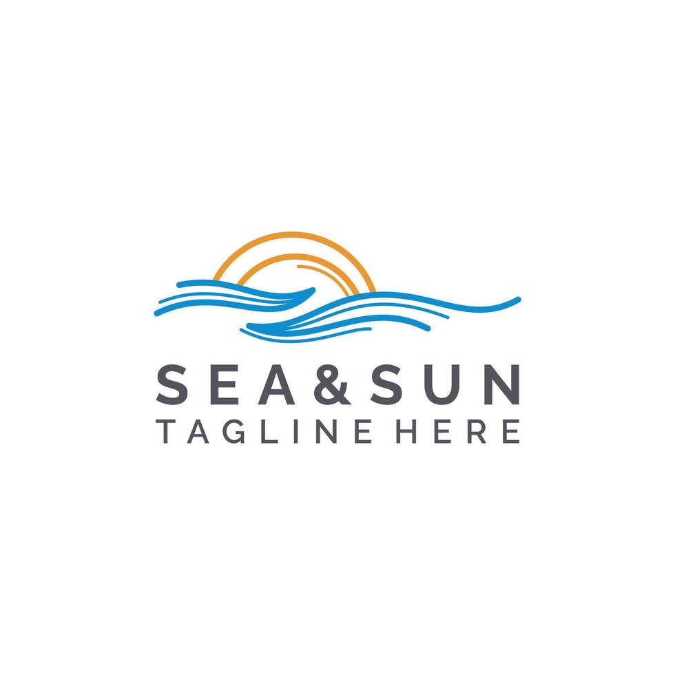 utomhus hav och sol logotyp design vektor