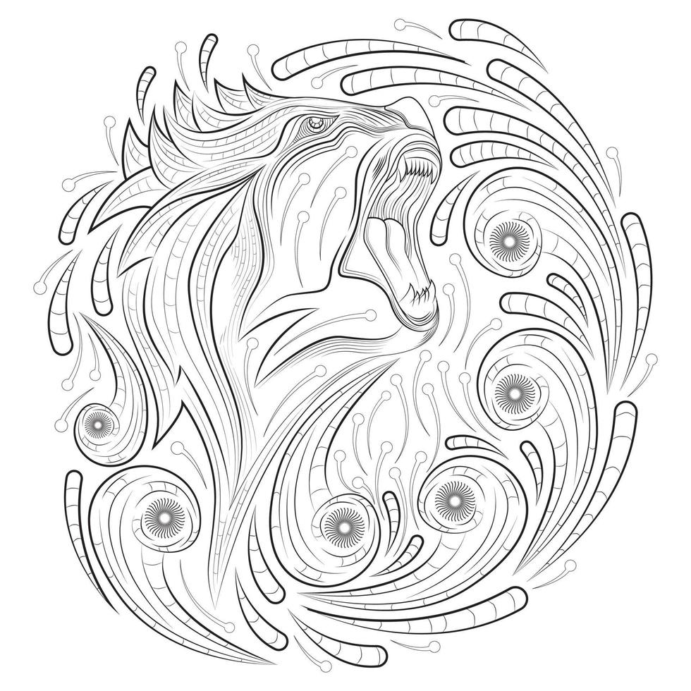 handgezeichneter Drache im Zentangle- und Doodle-Stil vektor
