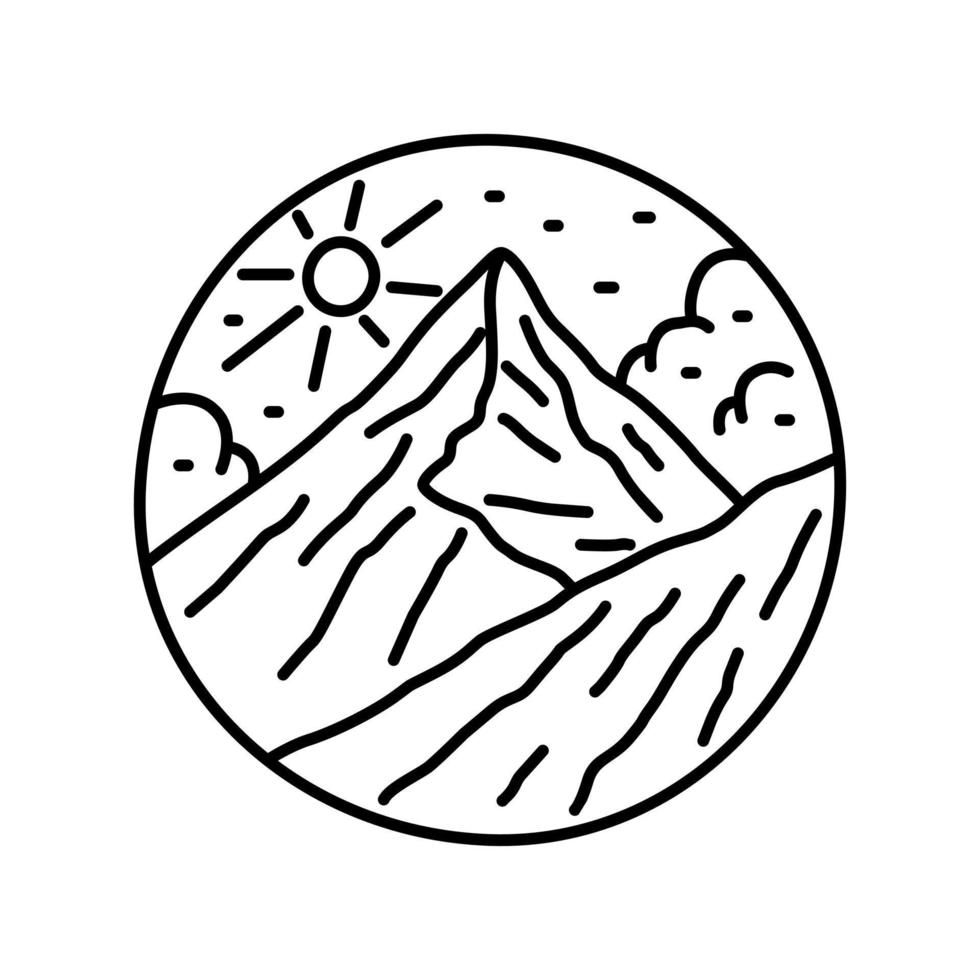 camping natur djurliv i mono line art för märke, klistermärke, lapp, t-shirt design, etc vektor