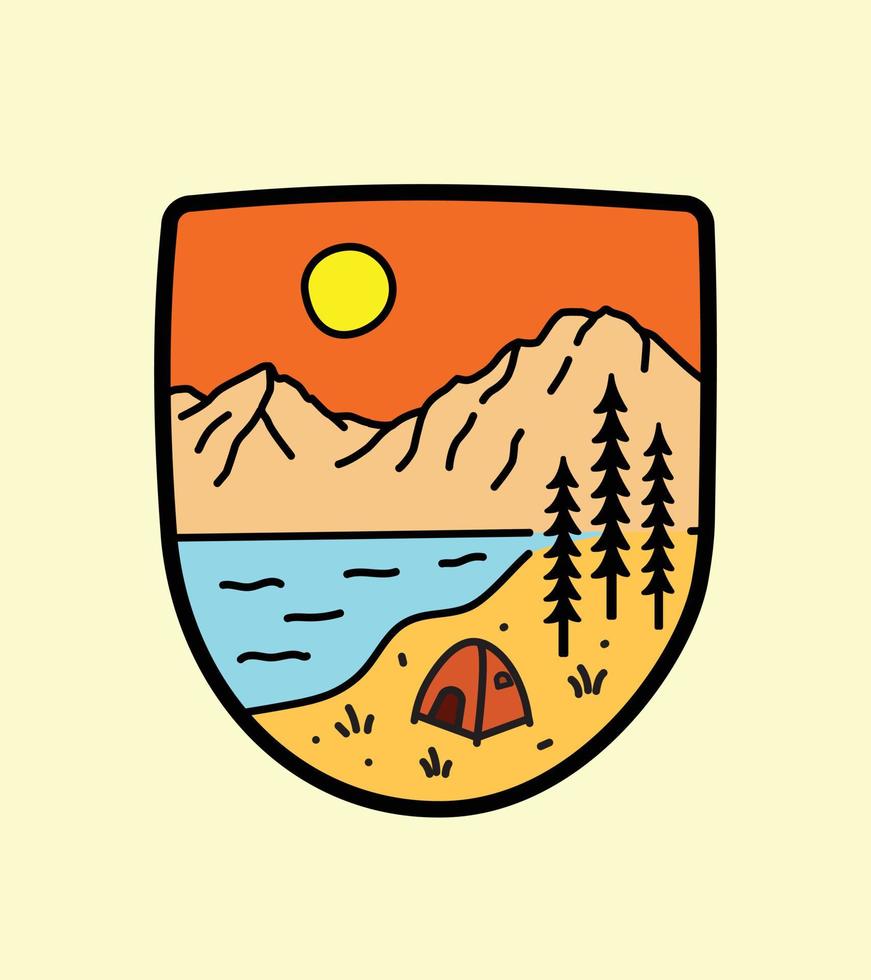 läger i Grand Teton nationalpark för t-shirtdesign, t-shirtdesign, lappemblemdesign vektor