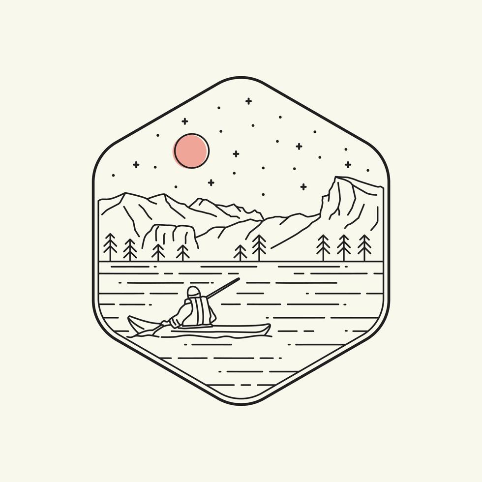 sarek nationalpark i mono line art, patch badge design, emblem design, t-shirt design vektor