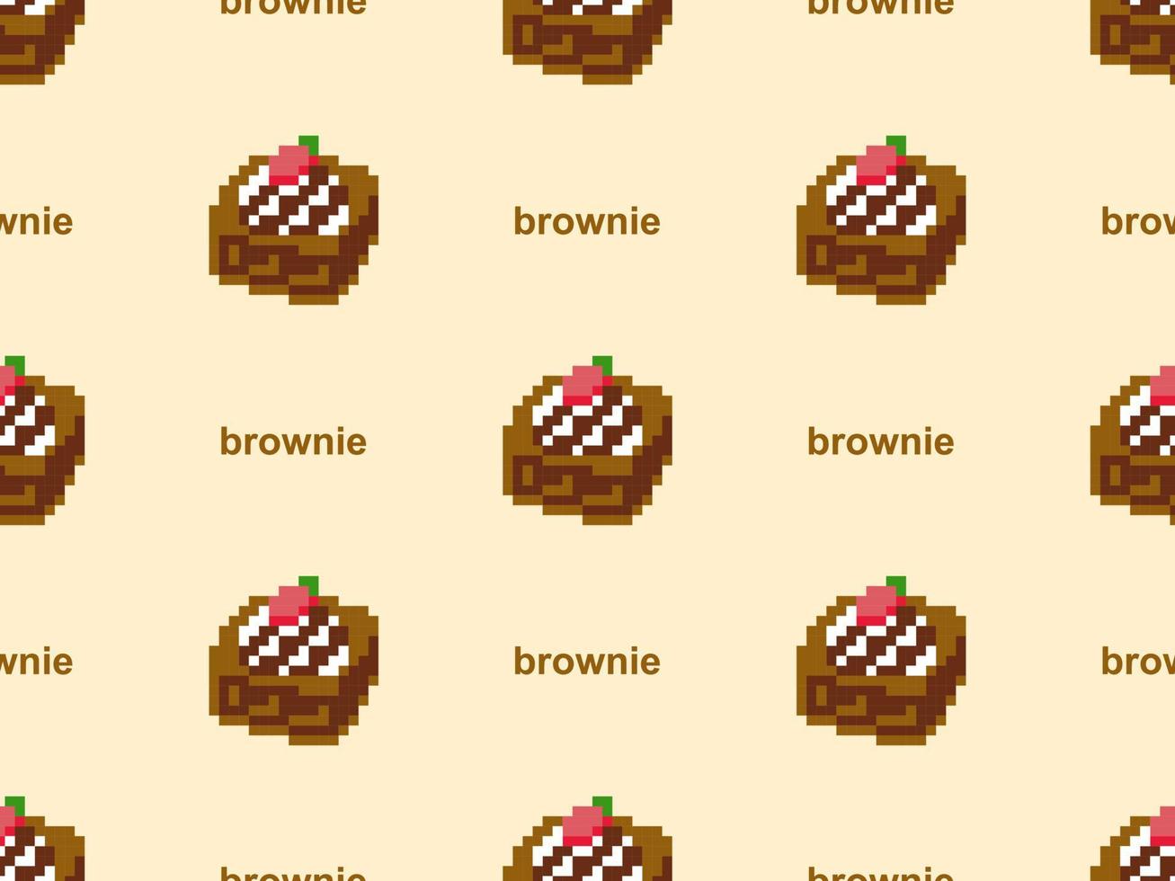 nahtloses muster der brownie-zeichentrickfigur auf gelbem hintergrund. Pixel-Stil. vektor