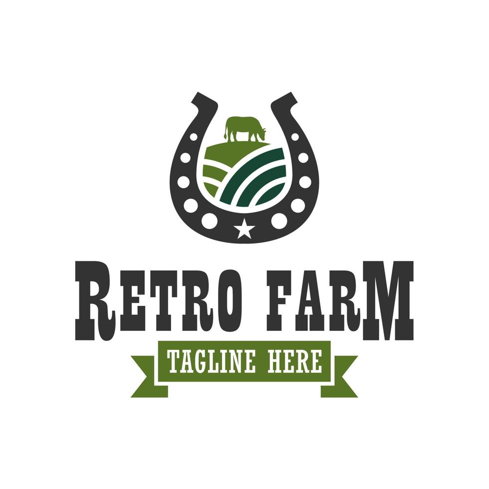 Retro-Farm-Logo-Design. grünes Scheunenvektorsymbol vektor