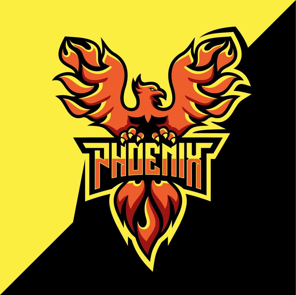 Phönix-Gaming-Logo. E-Sport-Logo-Design. Feuervogel vektor