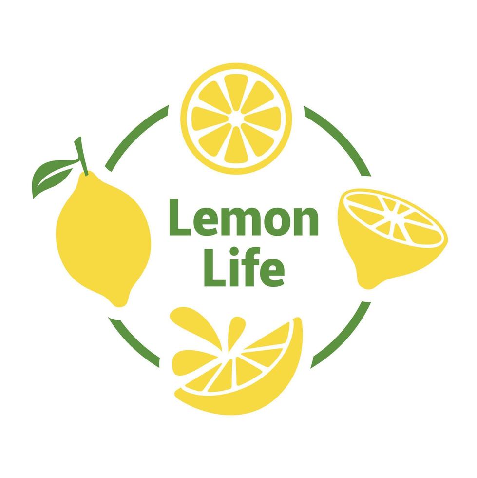 citron liv vektor. ställ in färska citronfrukter på sommarsäsongen. sommarfrukt vektor