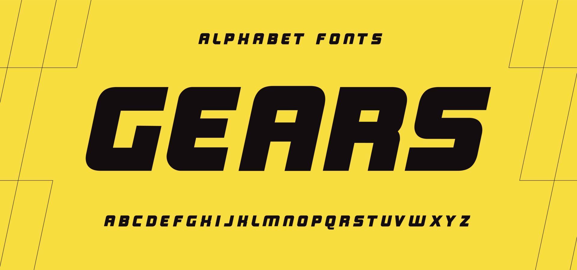 industriella alfabetet teckensnitt. modern sans serif typografi vektor