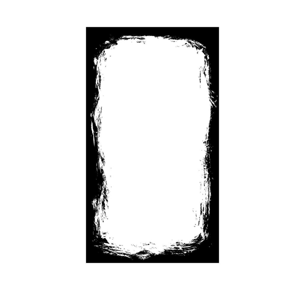 svart grunge ram för fotocollage, berättelser och sociala nätverksmedia 9 16. mall med penseldrag. rektangulär kant med grunge överlägg. vektor illustration isolerad på vit bakgrund