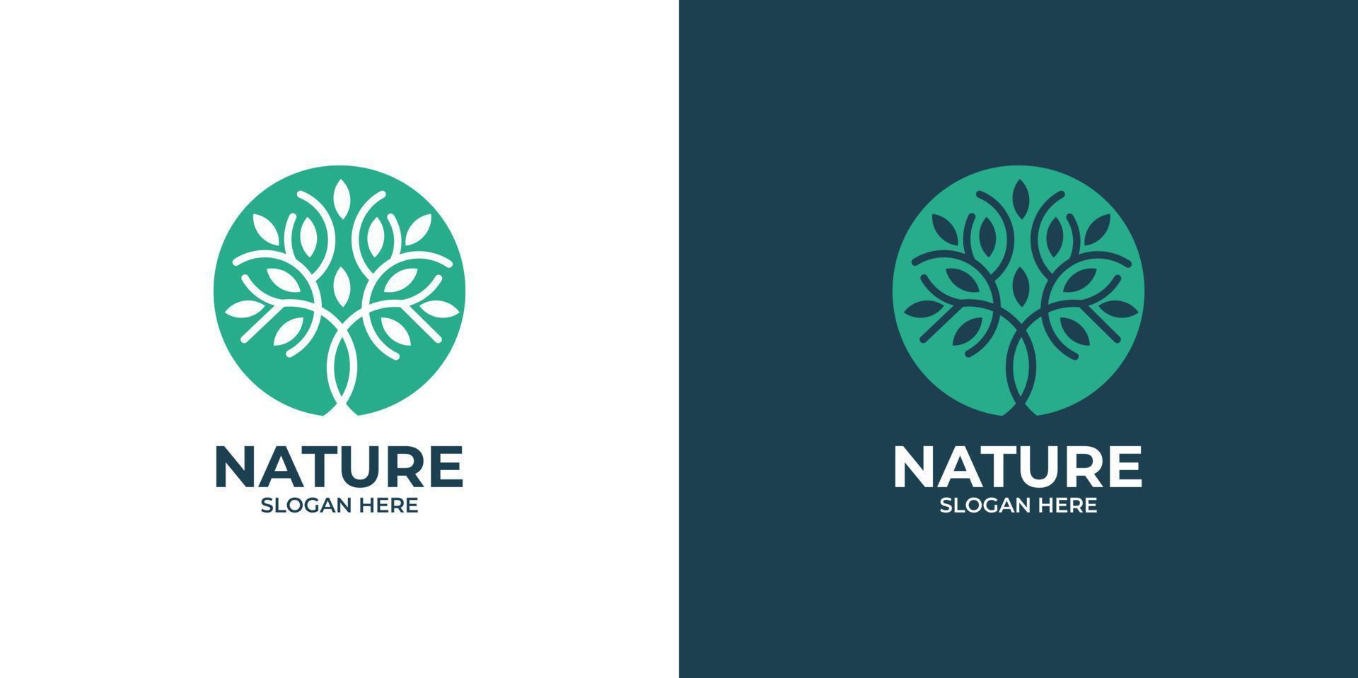 Naturbaum-Logo-Set im linearen Stil vektor