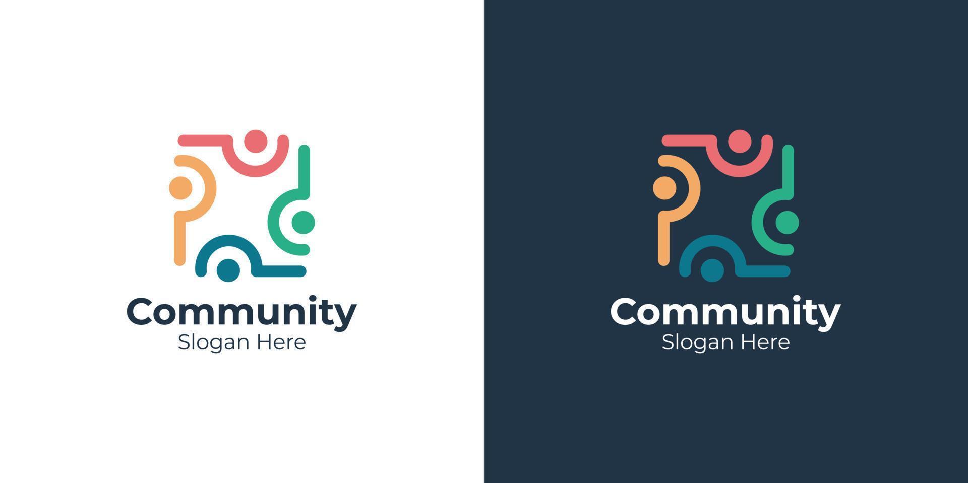 färgglad linjär stil community logotyp set vektor