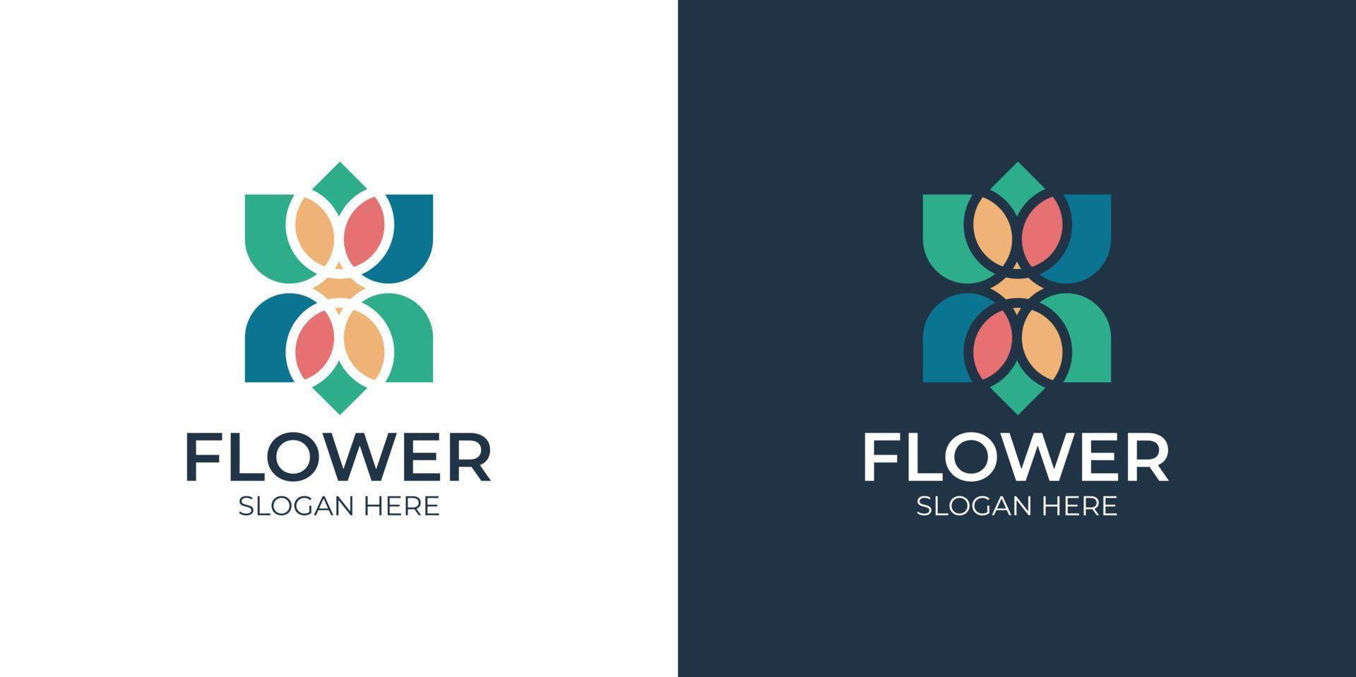 minimalistisk färgglad blommig logotyp set vektor