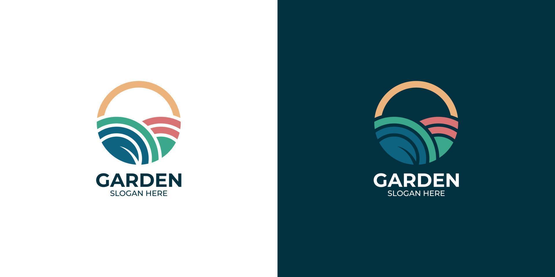 modern stil trädgård logotyp set vektor