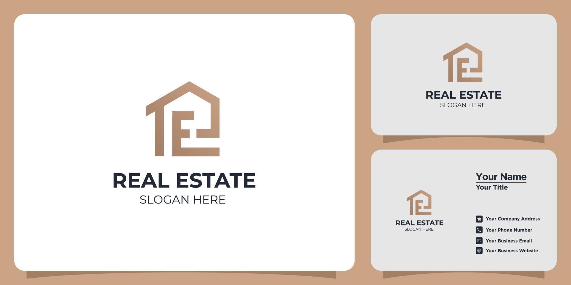 Immobilien-Logo und Branding-Visitenkarten-Set vektor