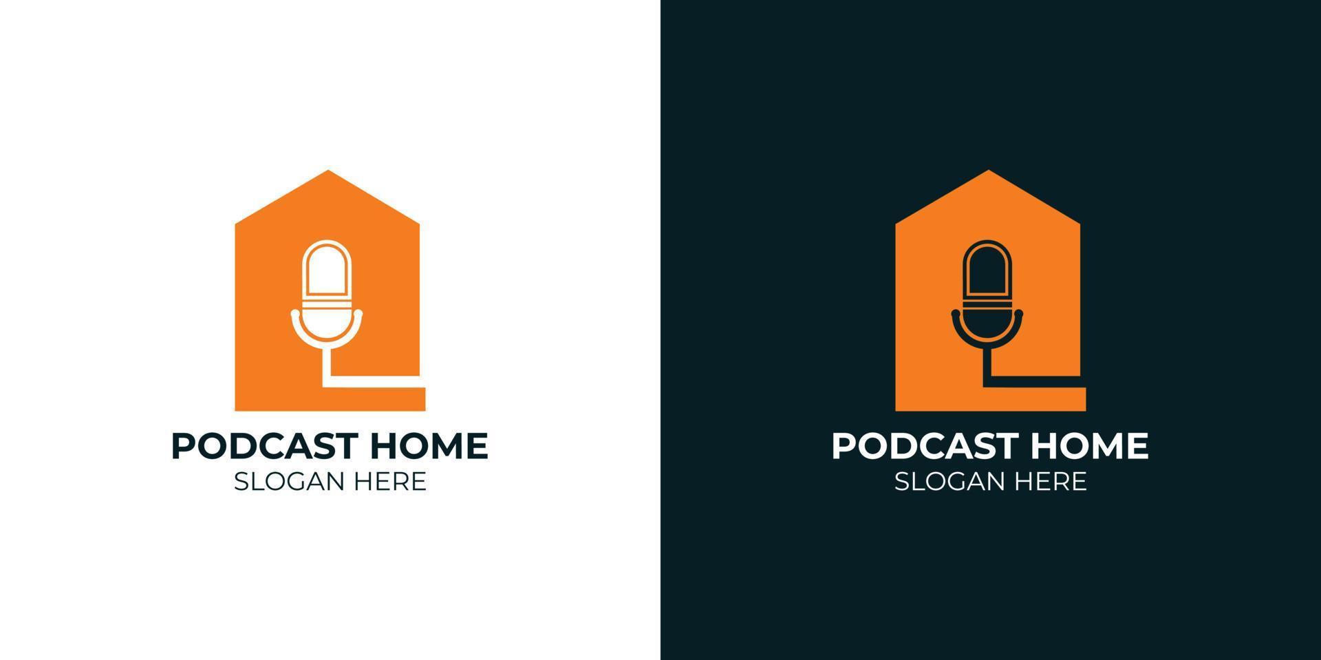 minimalistisk podcast hem logotyp set vektor