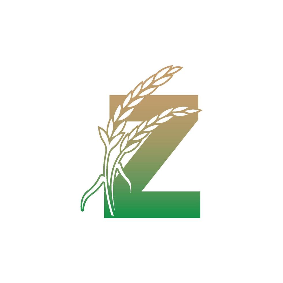 bokstaven z med ris växt ikon illustration mall vektor