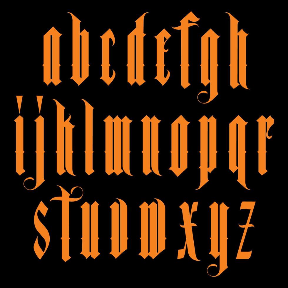 Vektor modernes gotisches Alphabet. Vintage-Schriftart. Typografie für Etiketten, Schlagzeilen, Plakate etc.