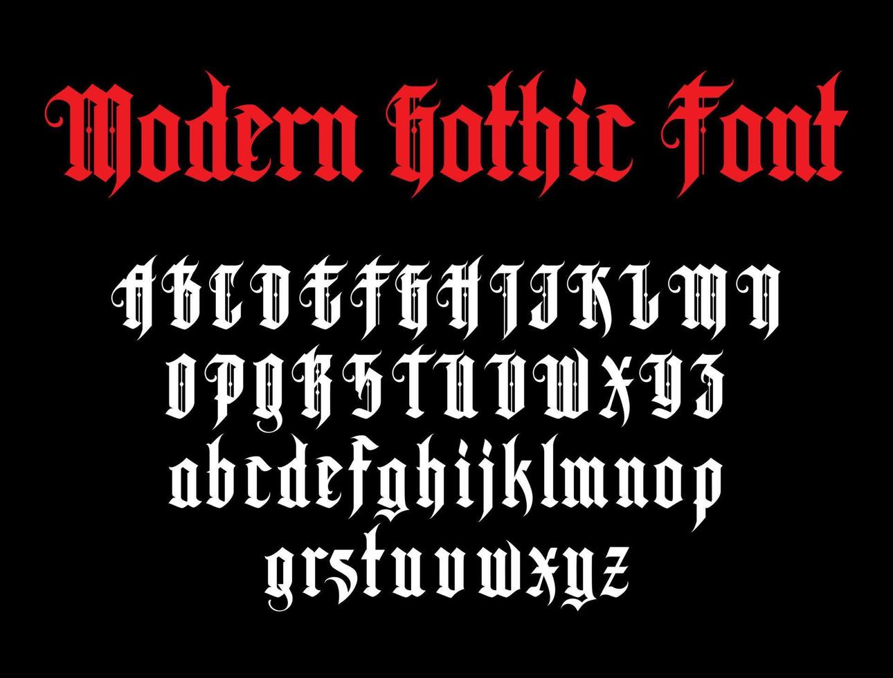 Vektor modernes gotisches Alphabet im Rahmen. Vintage-Schriftart. Typografie für Etiketten, Schlagzeilen, Plakate etc.