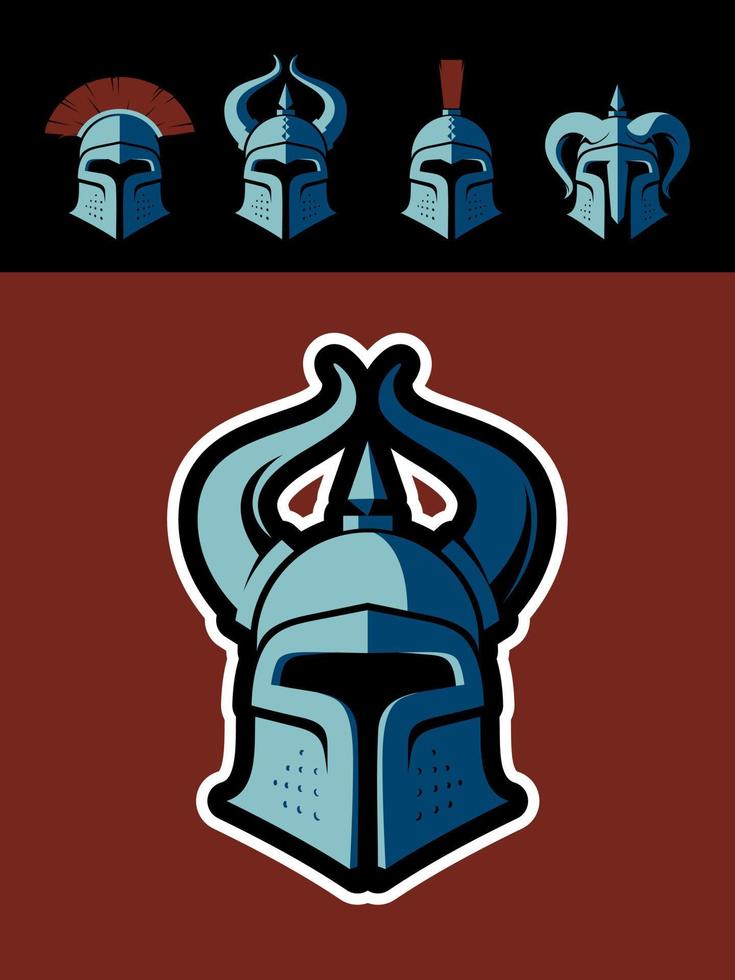 Kriegerhelm-Logo-Set. ideal für Sport-Embleme und Team-Maskottchen. vektor
