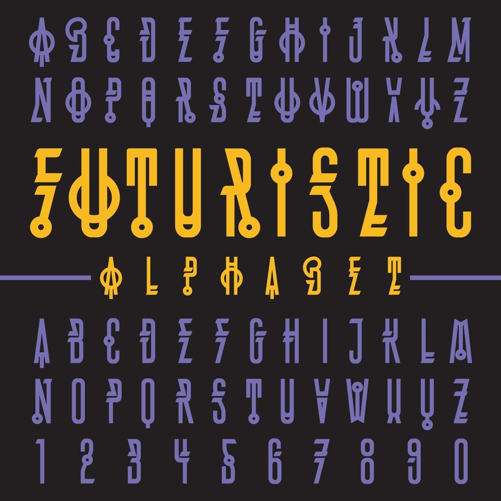 Vektor der modernen futuristischen Schriftart und des Alphabets. typografie für etiketten, überschriften, plakate