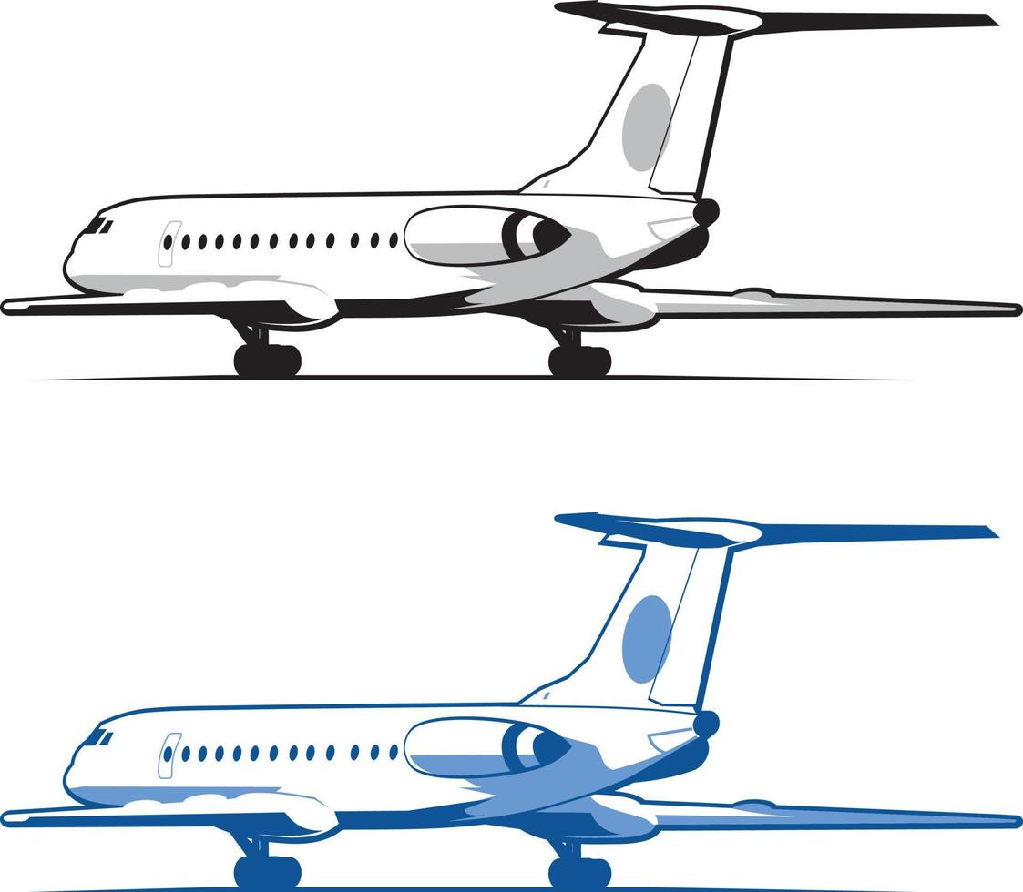 Flugzeug landet und startet, das Getriebe. Reisen und Transport. Flugzeug-Symbol im monochromen Stil. Fluggesellschaften. Flugzeug fliegt in den Himmel. Geschäftsreise. isoliert auf weiß vektor