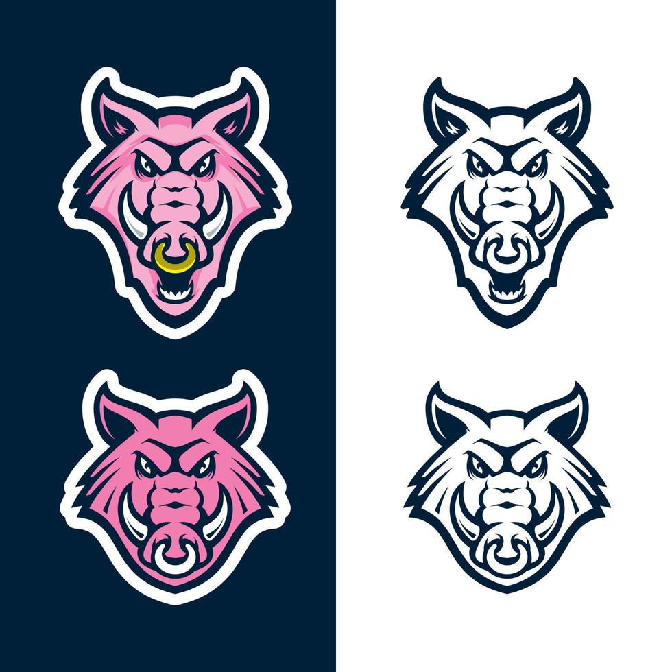 Wildschwein- oder Eberkopf-Maskottchen, farbige Version. ideal für Sportlogos und Teammaskottchen vektor