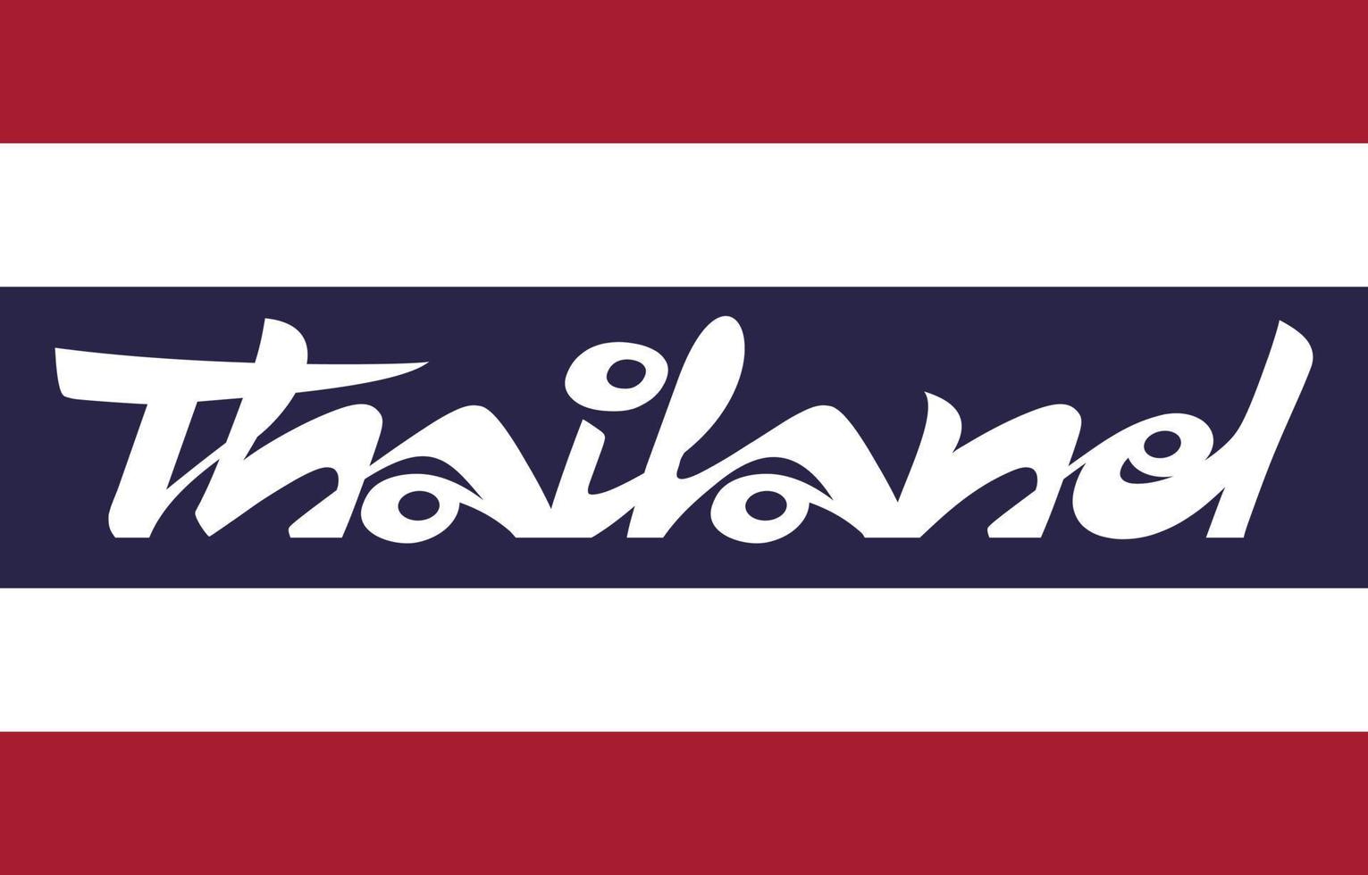 handskrivna ord thailand på thailändska flaggan. handritad bokstäver. kalligrafiska element för din design. vektor