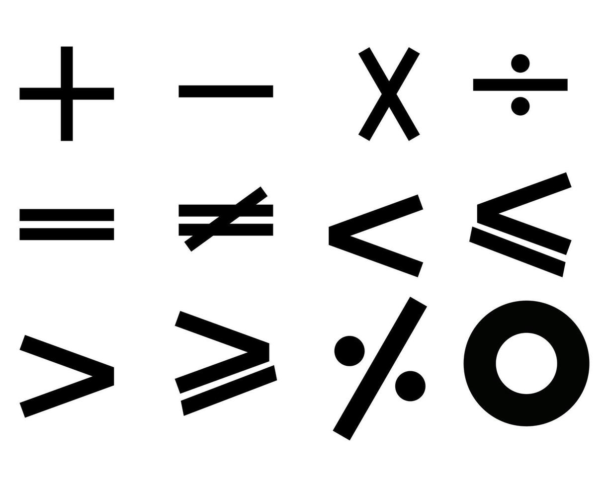 Reihe von mathematischen Symbolen Symbole auf weißem Hintergrund vektor