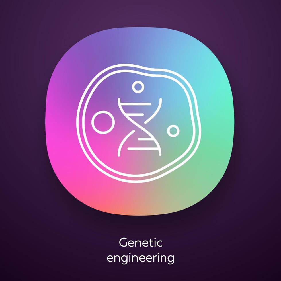 Gentechnik-App-Symbol. lebende Körperzelle. Genom-Modifikation. Organismus Eigenschaften verändern. ui ux-Benutzeroberfläche. Web- oder mobile Anwendung. vektor isolierte illustration