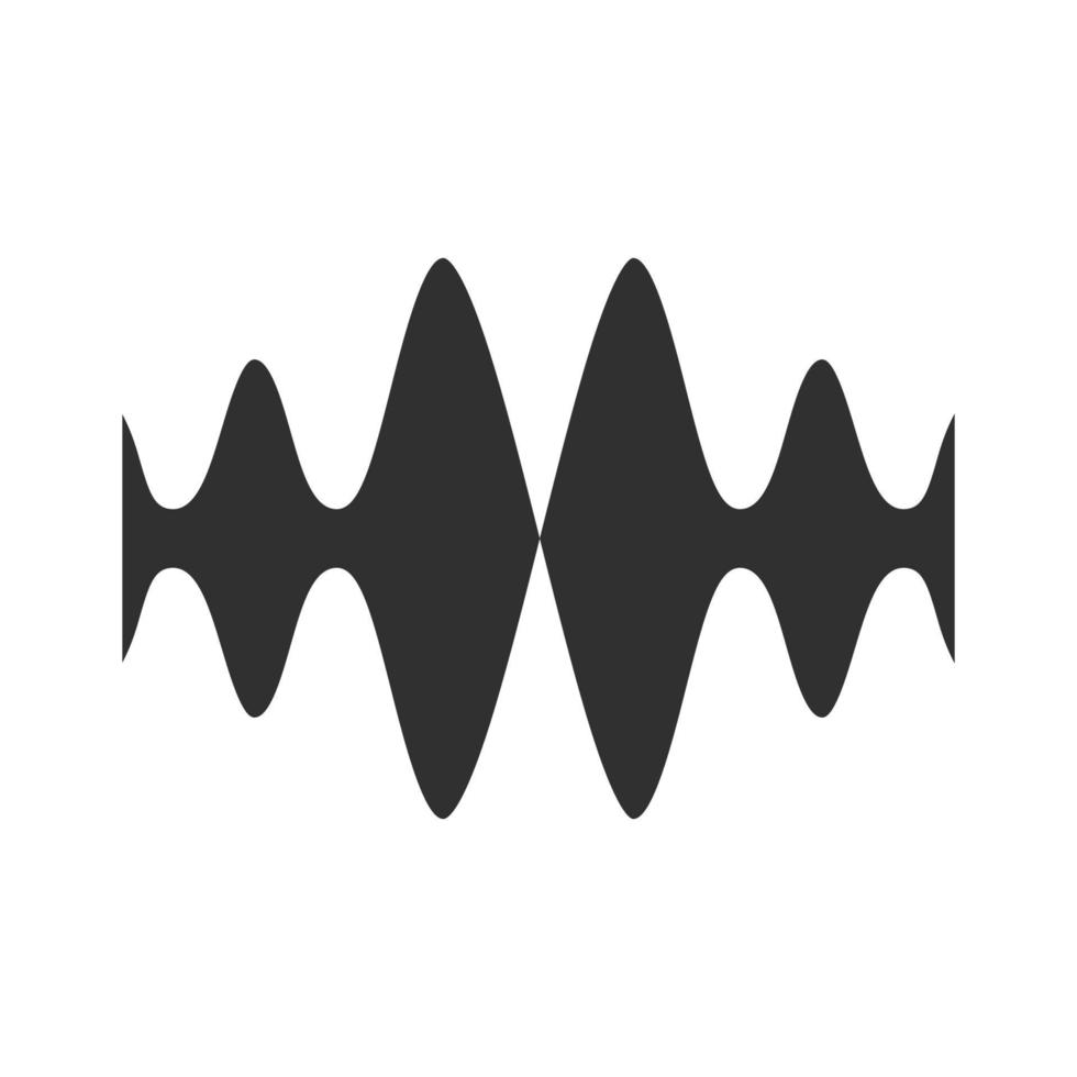 Sound, Audio-Wellen-Glyphe-Symbol. Silhouettensymbol. Vibration, Geräuschamplitude. Frequenz des Musikrhythmus. Funksignal, Sprachaufzeichnungslogo. Energie wellenförmige Linien. negativer Raum. vektor isolierte illustration