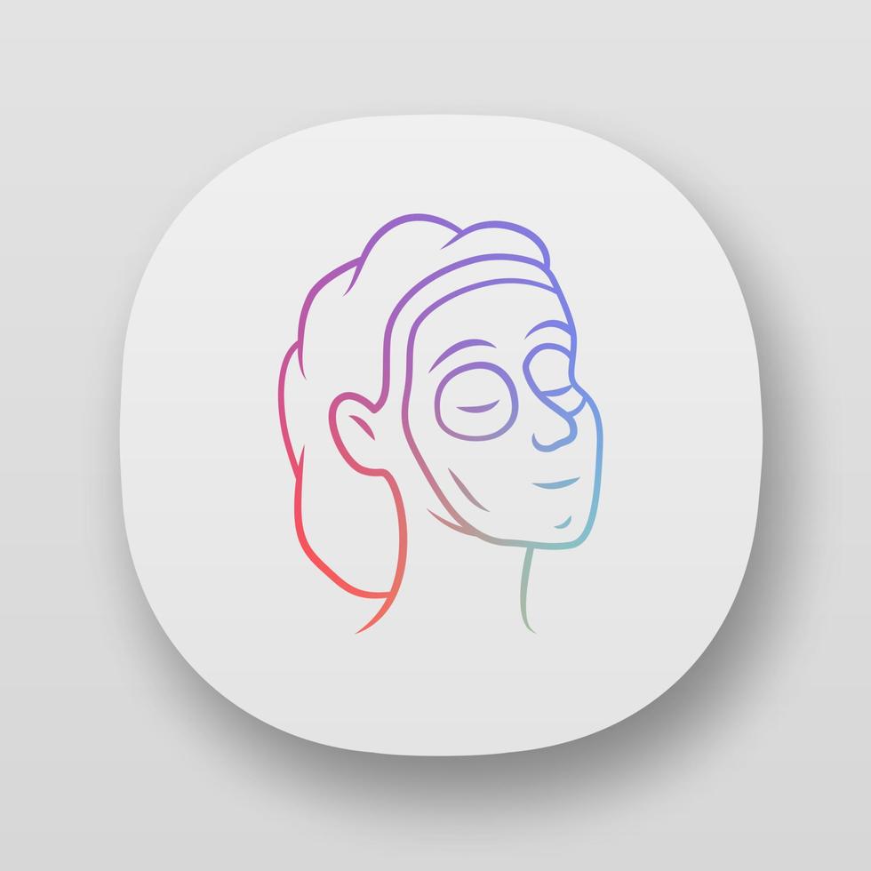 App-Symbol für hausgemachte Gesichtsmaske aus Ton. ui ux-Benutzeroberfläche. Web- oder mobile Anwendung. entspannender Spa-Salon-Therapievektor isolierte Illustration. Gesunde weibliche Hautpflege. Kosmetologisches Verfahren vektor